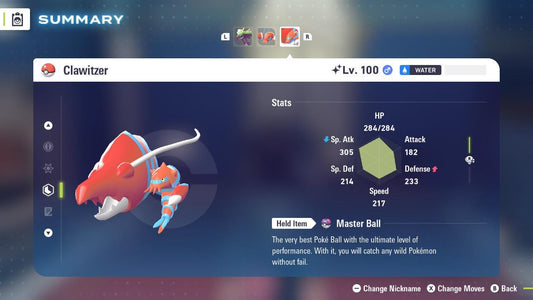 Shiny CLAWITZER Pokémon Legends ZA 6IV Competitive Battle Ready - Pokémon Legends: Z-A digital Pokémon trade by
