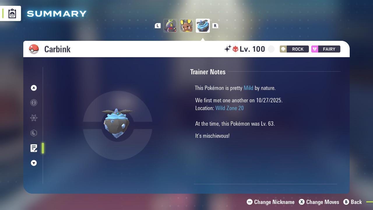 Shiny Alpha Carbink Pokémon Legends ZA 6IV Competitive Battle Ready - Pokémon Legends: Z-A digital Pokémon trade image 4