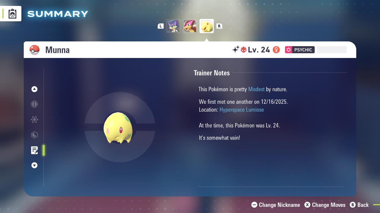 Shiny Alpha Munna Pokemon Legends Za Mega Dimension DLC 6IV Competitive Battle - Pokémon Legends: Z-A digital Pokémon trade