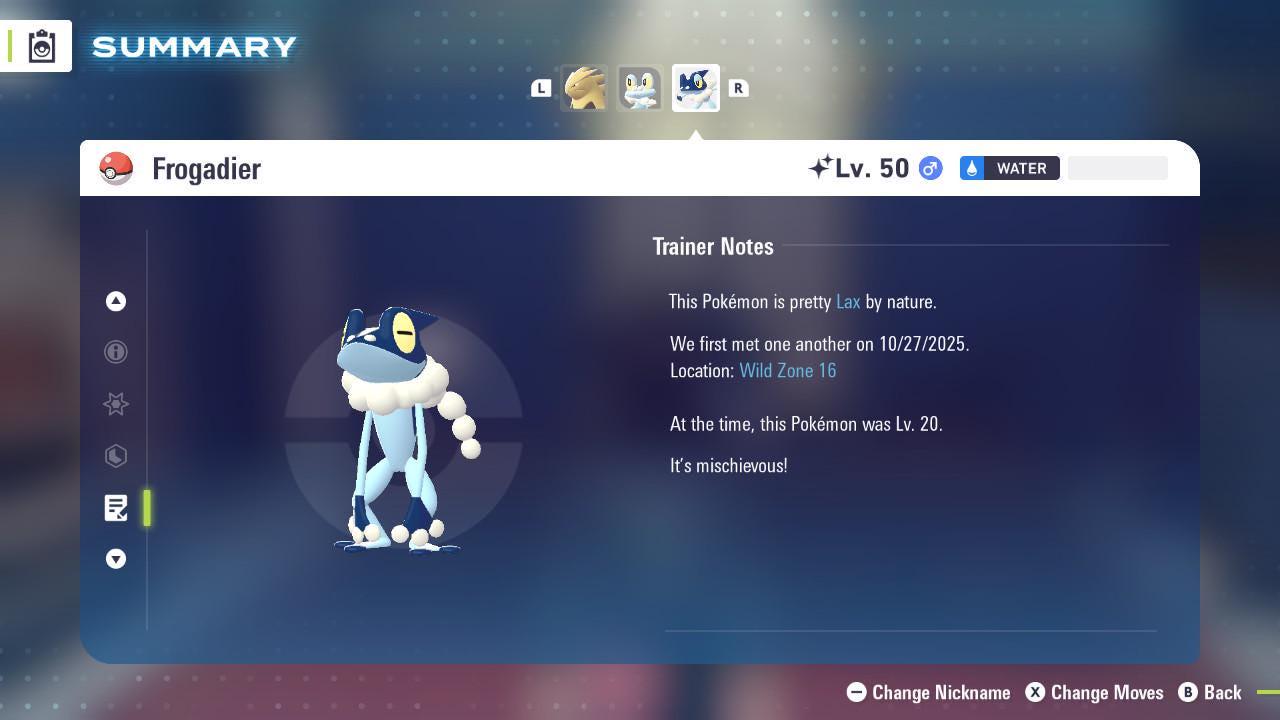 Shiny FROGADIER Pokémon Legends ZA 6IV Competitive Battle Ready - Pokémon Legends: Z-A digital Pokémon trade image 4