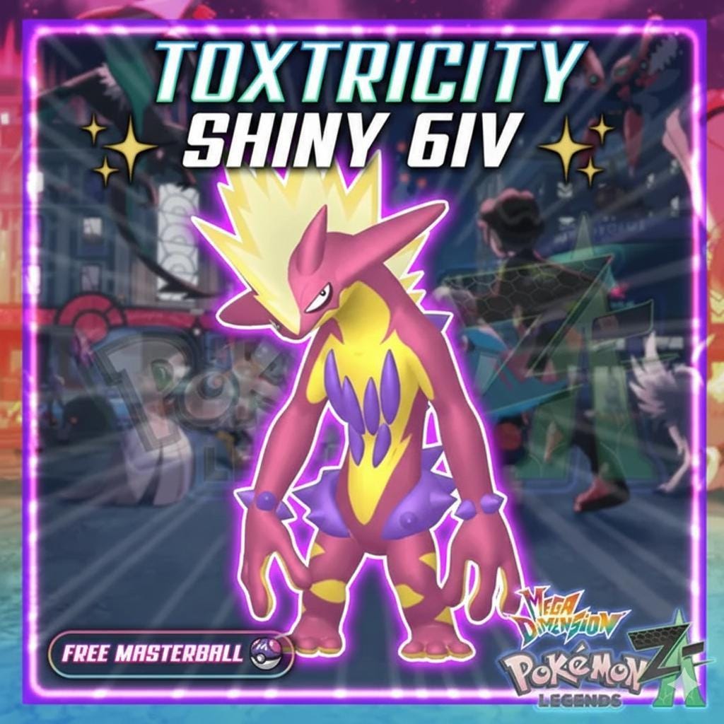 Shiny Amped Form Toxtricity Pokémon Legends ZA 6IV Competitive Battle Ready - Pokémon Legends: Z-A digital Pokémon trade by