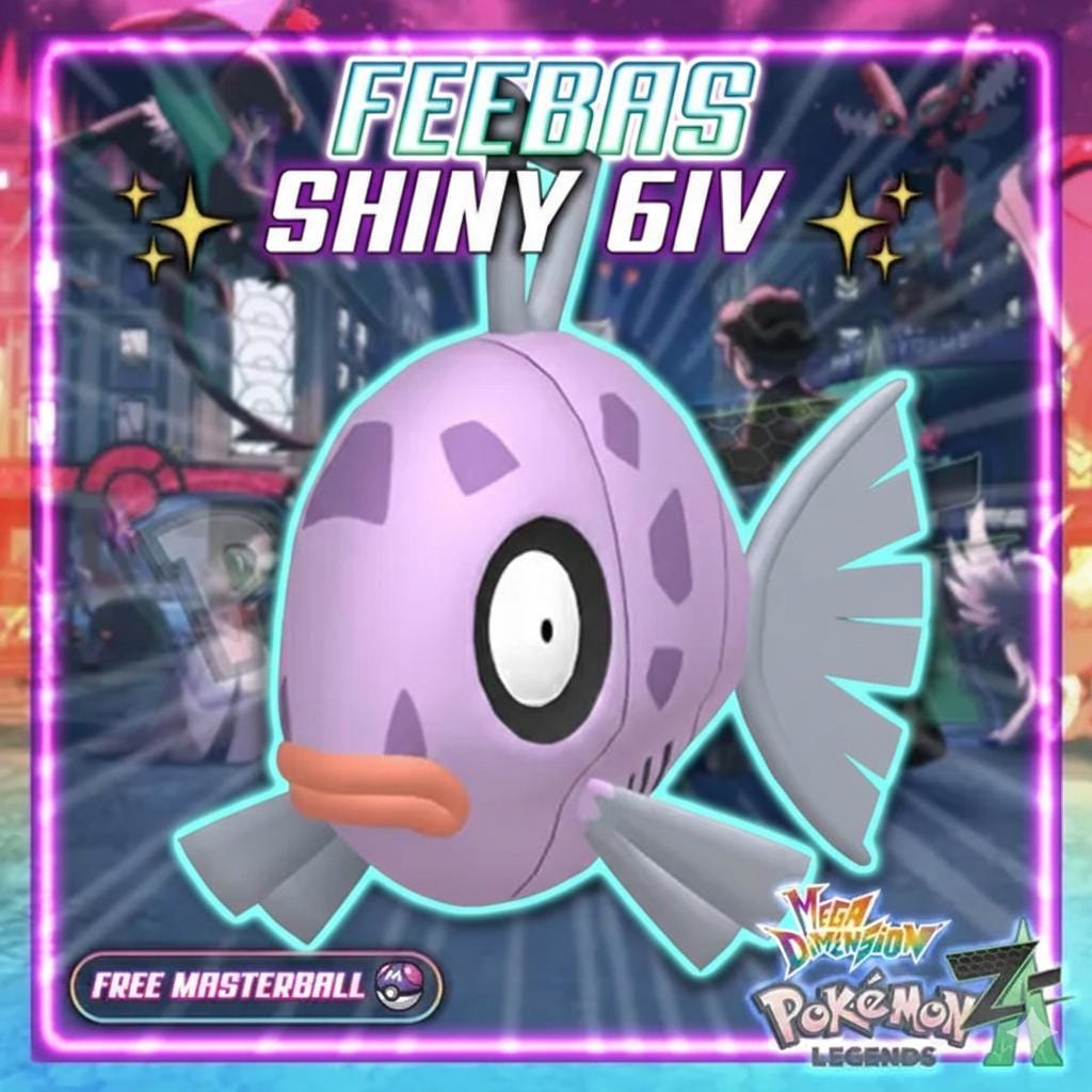 Shiny Feebas Pokemon Legends ZA Mega Dimension DLC 6IV Competitive Battle Ready - Pokémon Legends: Z-A digital Pokémon trade