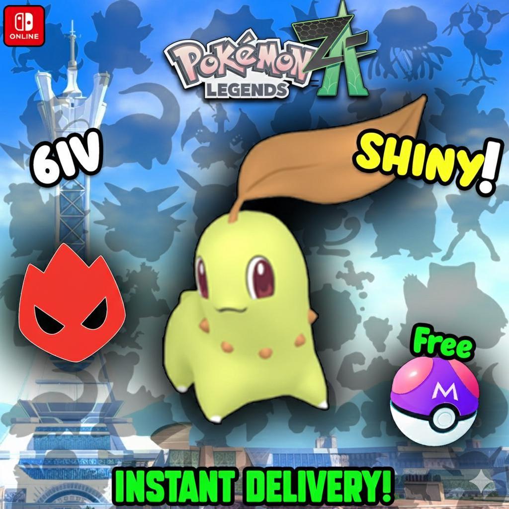 Pokemon Za Lvl 5 Modest SHINY ALPHA 6IV Chikorita Pokémon Legends ZA 6IV - Pokémon Legends: Z-A digital Pokémon trade by