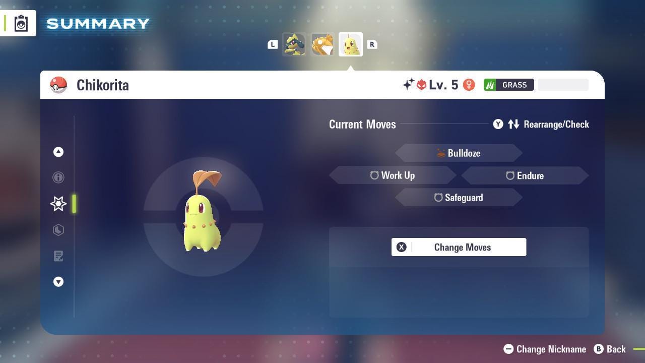 Pokemon Za Lvl 5 Modest SHINY ALPHA 6IV Chikorita Pokémon Legends ZA 6IV - Pokémon Legends: Z-A digital Pokémon trade image 4