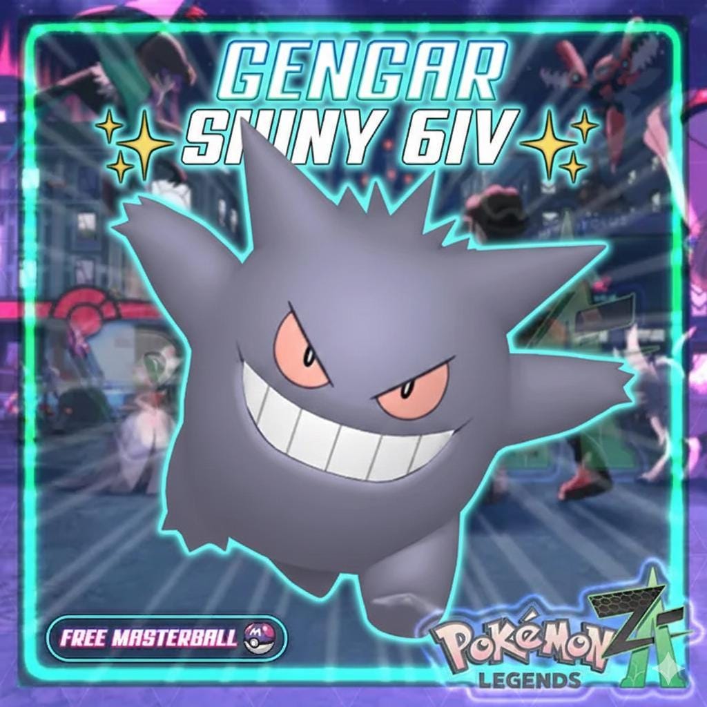 Shiny GENGAR Pokémon Legends ZA 6IV Competitive Battle Ready - Pokémon Legends: Z-A digital Pokémon trade by PokeTradingShop