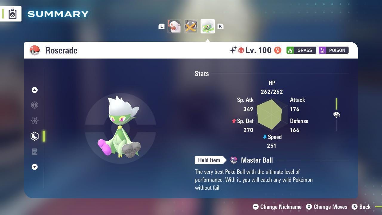Shiny Alpha Roserade Pokémon Legends ZA 6IV Competitive Battle Ready - Pokémon Legends: Z-A digital Pokémon trade by