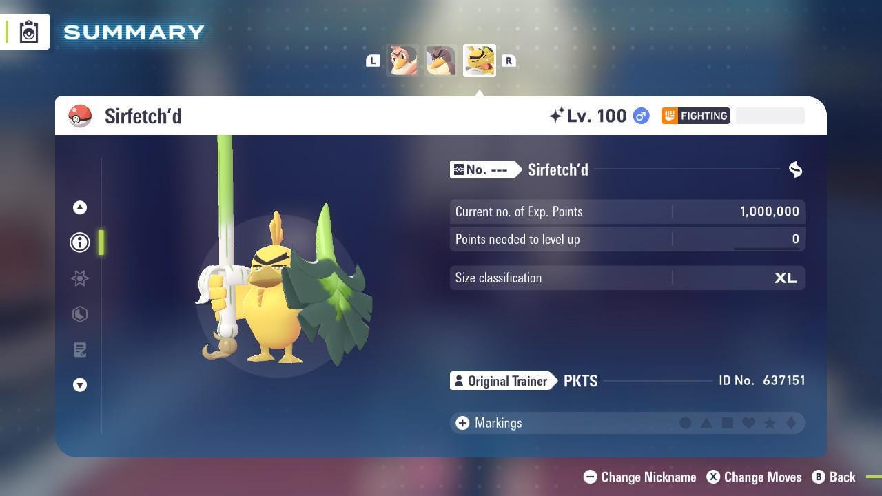 Shiny Sirfetch’d Pokemon Legends ZA Mega Dimension DLC 6IV Competitive Battle - Pokémon Legends: Z-A digital Pokémon trade