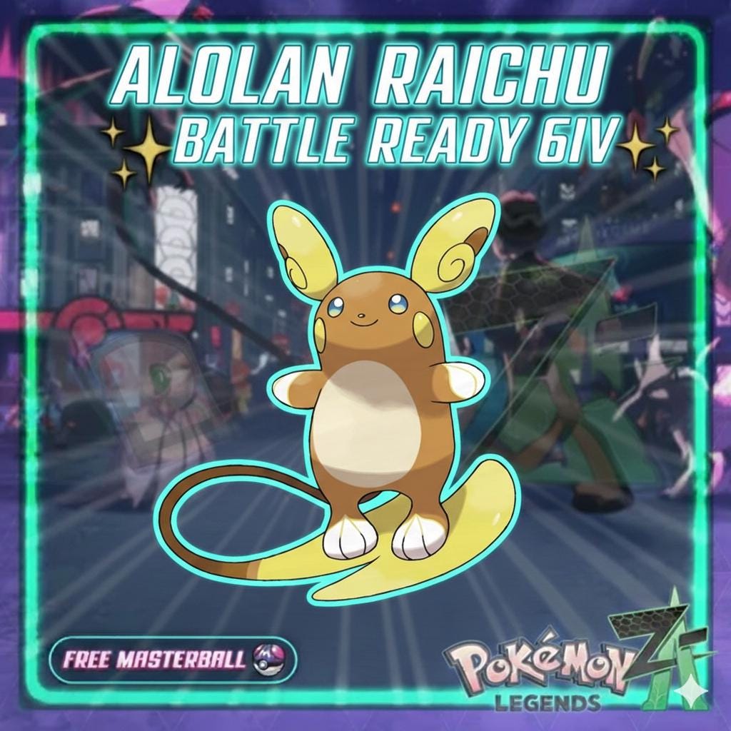 Pokemon Za Non Shiny 6IV ALOLAN RAICHU Pokémon Legends ZA 6IV Competitive Battle - Pokémon Legends: Z-A digital Pokémon trade
