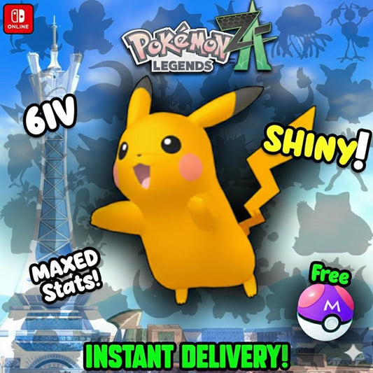 Shiny PIKACHU Pokémon Legends ZA 6IV Competitive Battle Ready - Pokémon Legends: Z-A digital Pokémon trade by PokeTradingShop