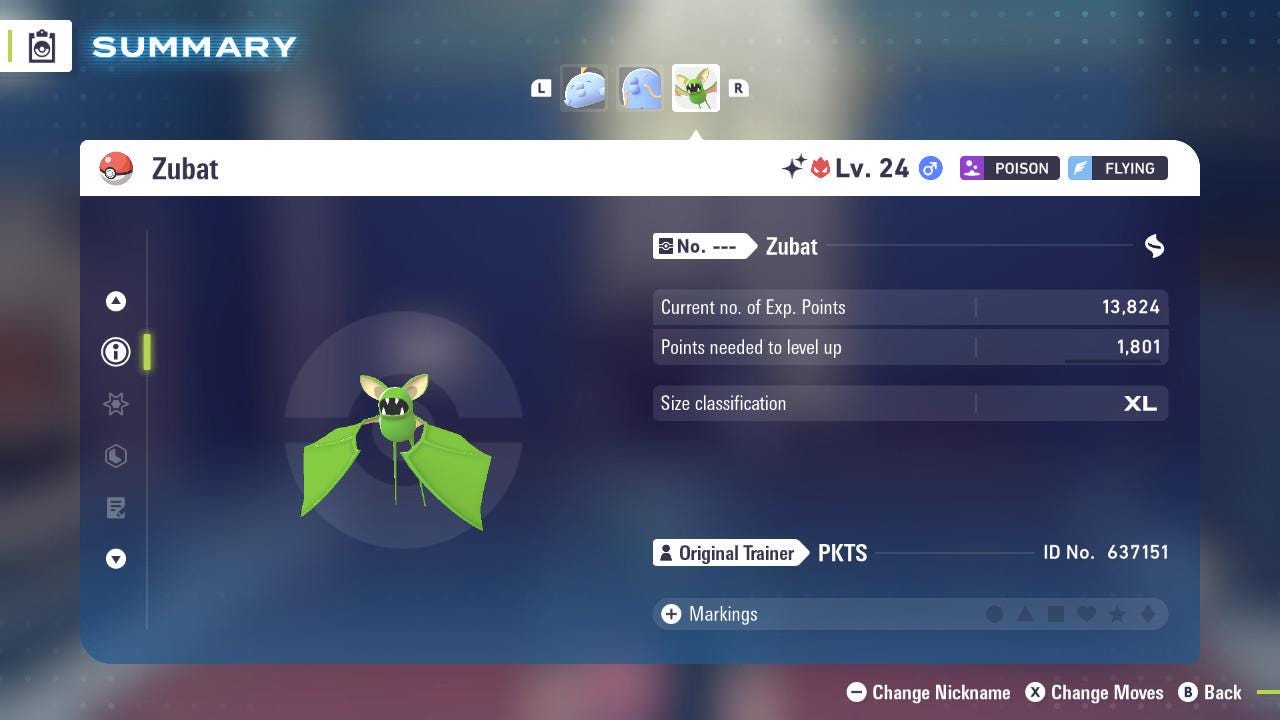 Shiny Alpha Zubat Pokemon Legends Za Mega Dimension DLC 6IV Competitive Battle - Pokémon Legends: Z-A digital Pokémon trade
