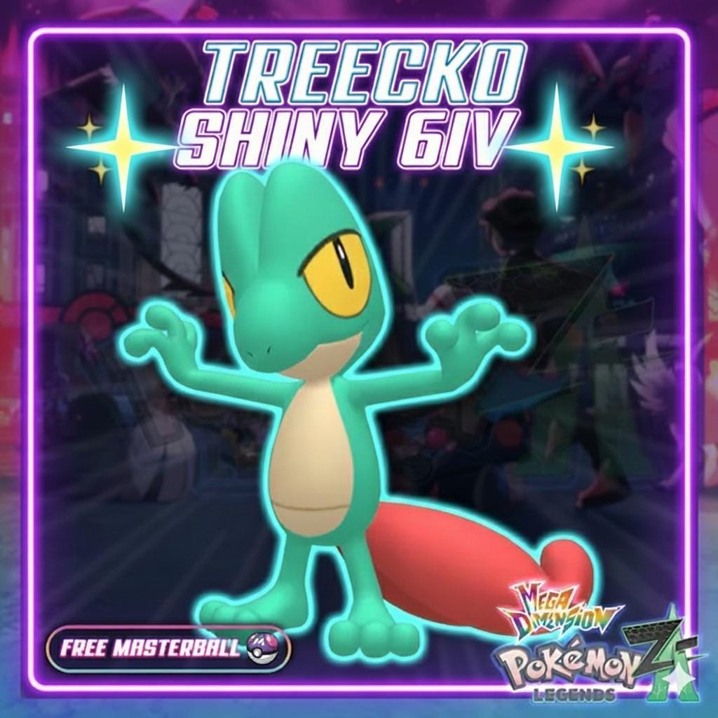 Shiny Treecko Pokemon Legends ZA Mega Dimension DLC 6IV Competitive Battle Ready - Pokémon Legends: Z-A digital Pokémon trade