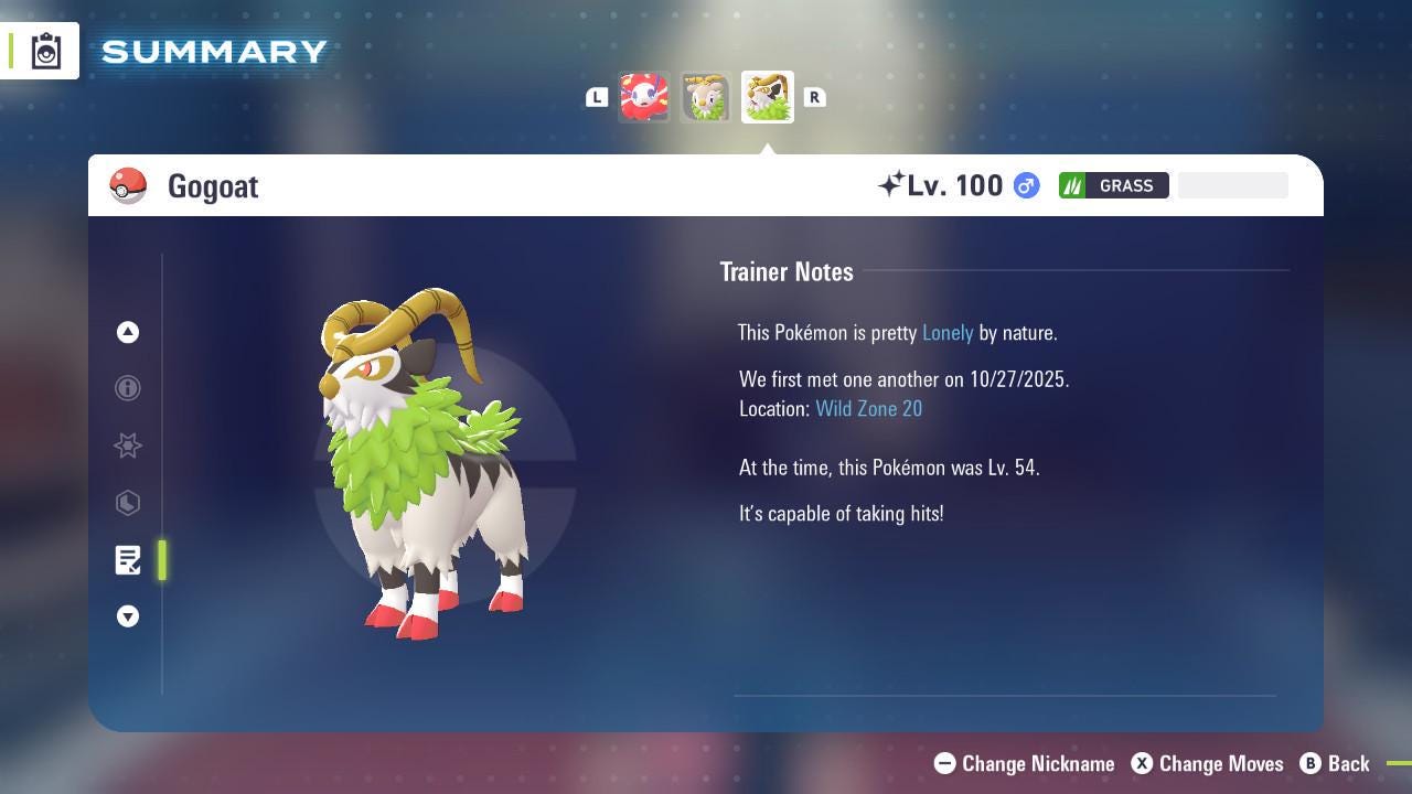 Shiny GOGOAT Pokémon Legends ZA 6IV Competitive Battle Ready - Pokémon Legends: Z-A digital Pokémon trade image 4