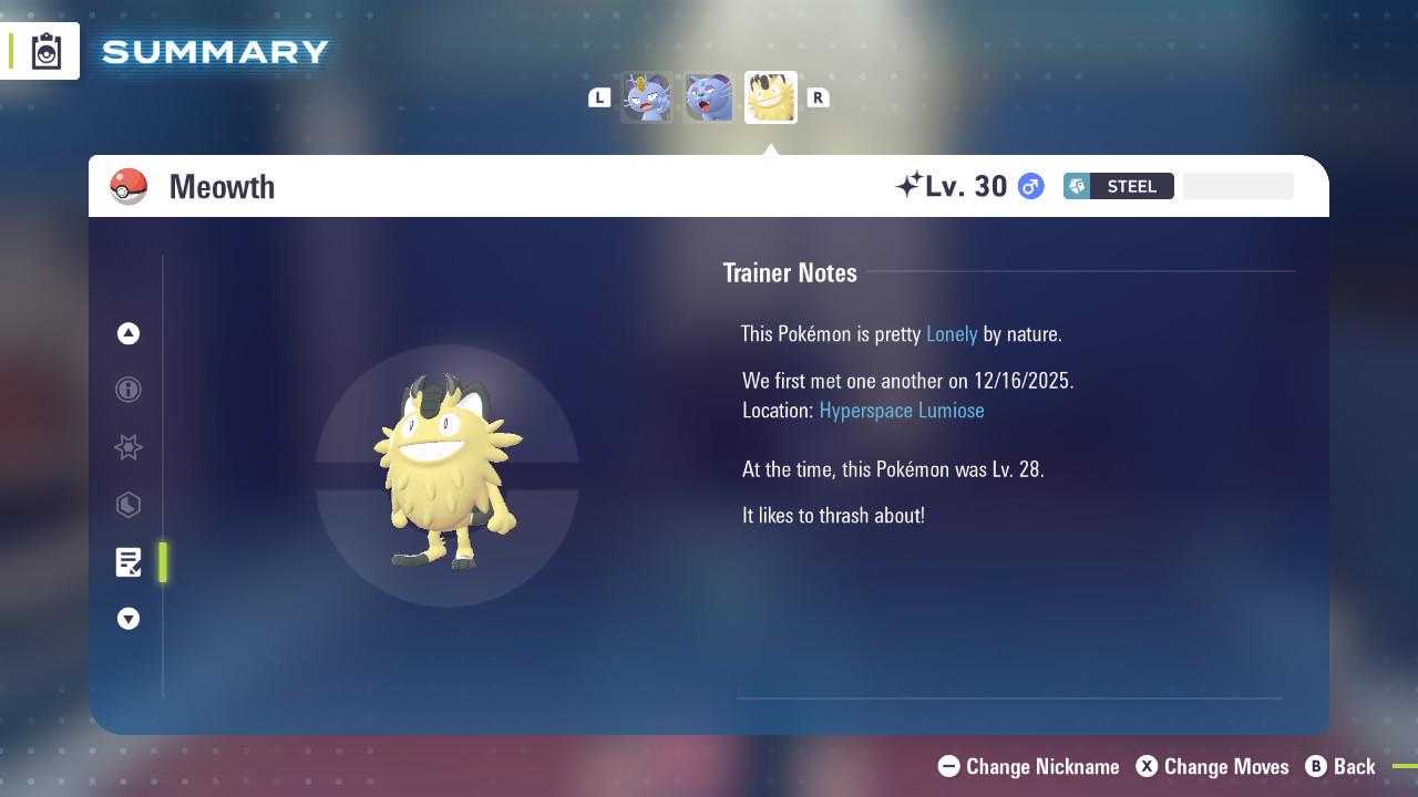Shiny Galarian Meowth 6IV Competitive Battle Ready - Pokémon Legends: Z-A digital Pokémon trade image 4
