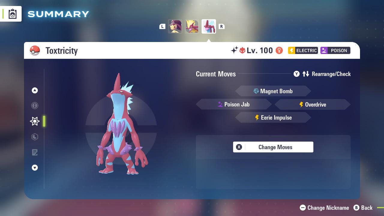 Shiny Alpha Low Key Form Toxtricity Pokémon Legends ZA 6IV Competitive Battle - Pokémon Legends: Z-A digital Pokémon trade