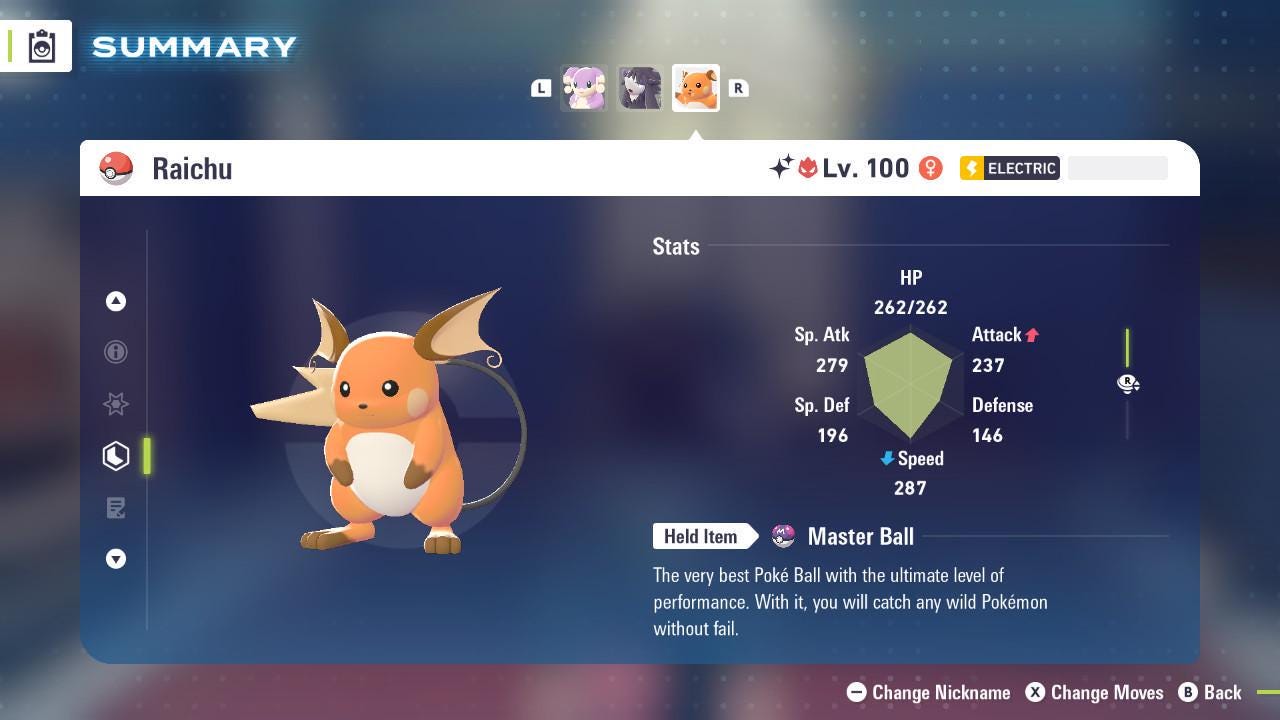 Shiny Alpha Raichu Pokémon Legends ZA 6IV Competitive Battle Ready - Pokémon Legends: Z-A digital Pokémon trade image 2