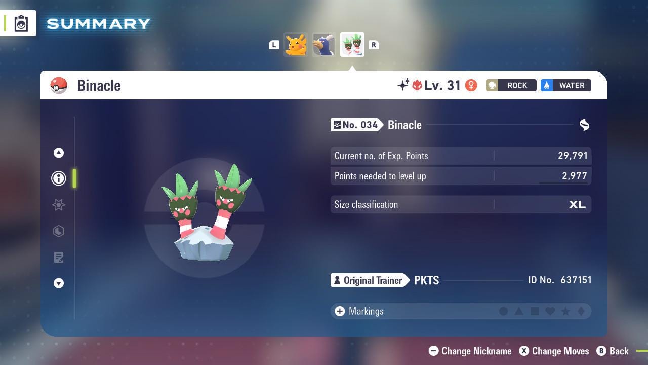 Shiny Alpha Binacle Pokémon Legends ZA 6IV Competitive Battle Ready - Pokémon Legends: Z-A digital Pokémon trade image 2