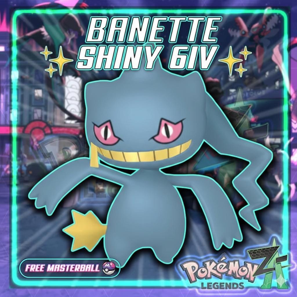 Shiny BANETTE Pokémon Legends ZA 6IV Competitive Battle Ready - Pokémon Legends: Z-A digital Pokémon trade by PokeTradingShop