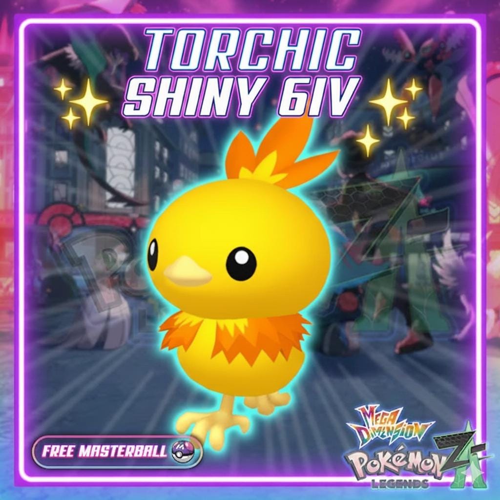 Shiny Torchic Pokemon Legends ZA Mega Dimension DLC 6IV Competitive Battle Ready - Pokémon Legends: Z-A digital Pokémon trade
