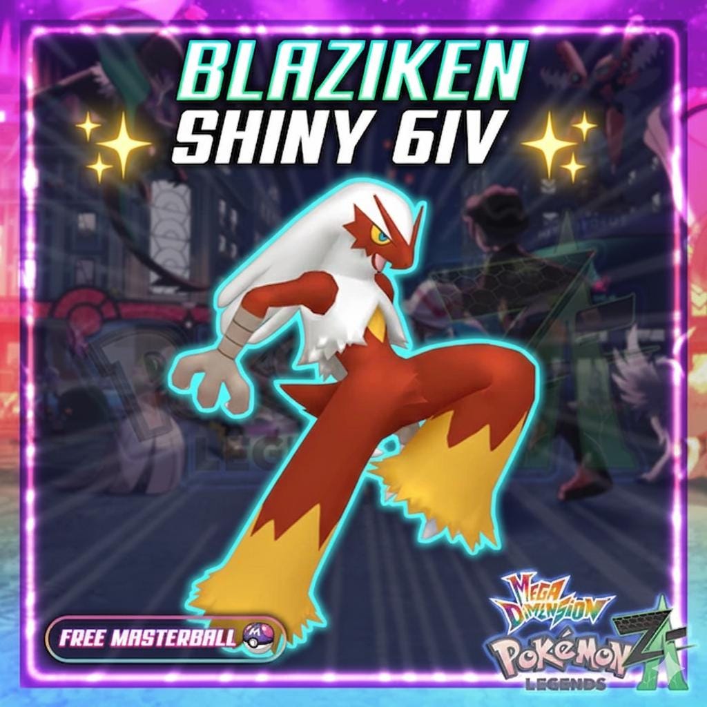 Shiny Blaziken Pokemon Legends ZA Mega Dimension DLC 6IV Competitive Battle Ready - Pokémon Legends: Z-A digital Pokémon