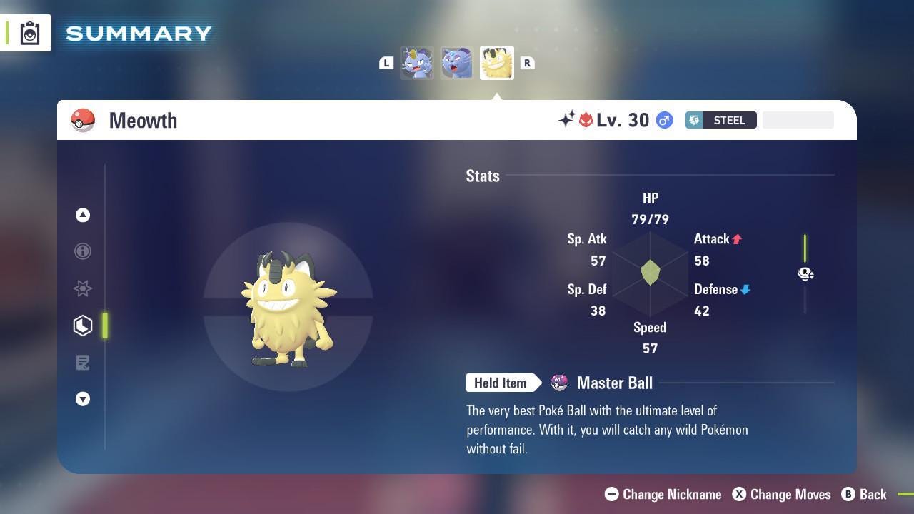 Shiny Alpha Galarian Meowth Pokémon Legends ZA 6IV Competitive Battle Ready - Pokémon Legends: Z-A digital Pokémon trade by