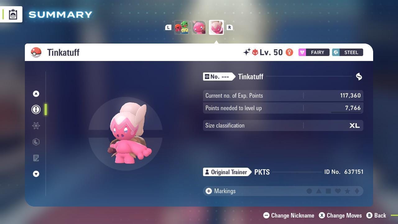 Shiny Alpha Tinkatuff Pokémon Legends ZA 6IV Competitive Battle Ready - Pokémon Legends: Z-A digital Pokémon trade image 3
