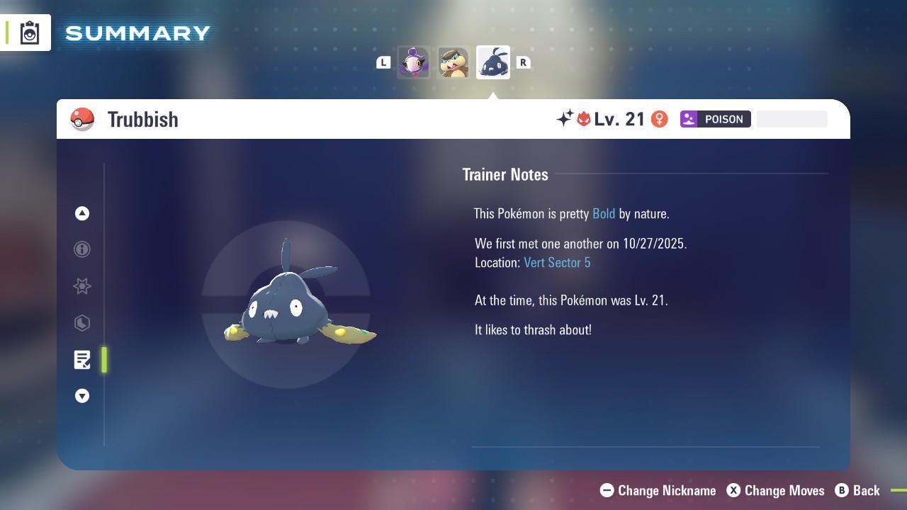 Shiny Alpha Trubbish Pokémon Legends ZA 6IV Competitive Battle Ready - Pokémon Legends: Z-A digital Pokémon trade image 4