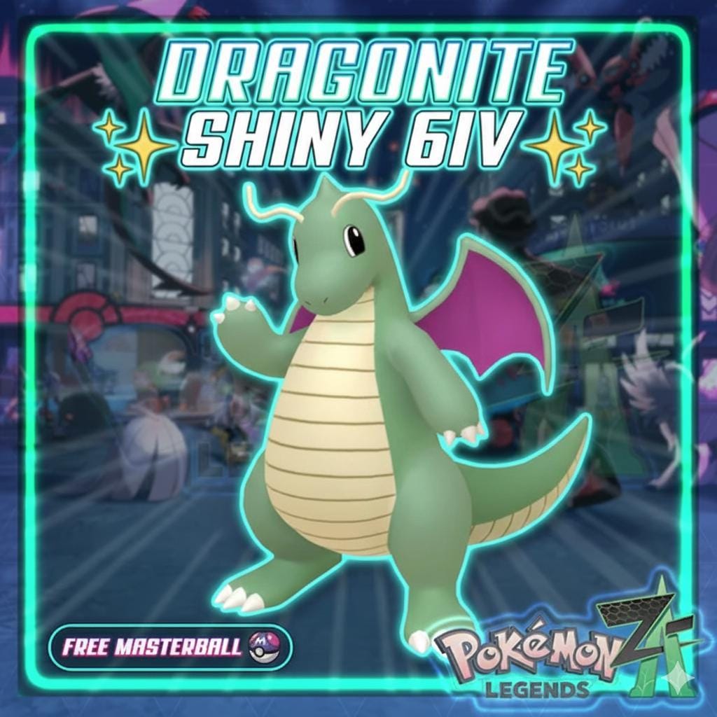 Shiny DRAGONITE Pokémon Legends ZA 6IV Competitive Battle Ready - Pokémon Legends: Z-A digital Pokémon trade by
