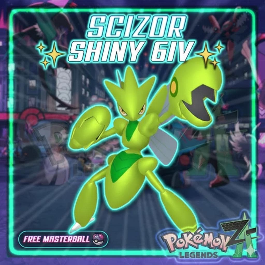 Shiny SCIZOR Pokémon Legends ZA 6IV Competitive Battle Ready - Pokémon Legends: Z-A digital Pokémon trade by PokeTradingShop