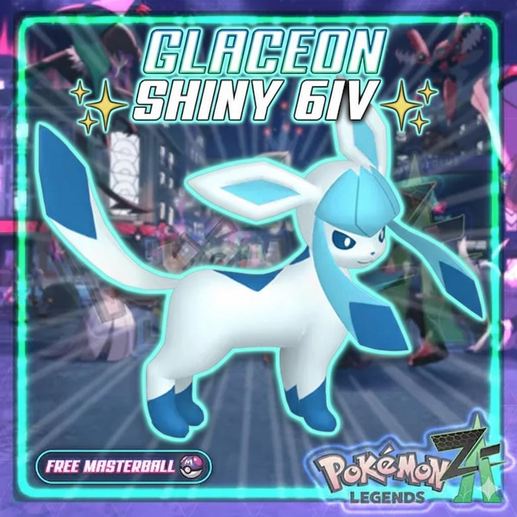 Shiny GLACEON Pokémon Legends ZA 6IV Competitive Battle Ready - Pokémon Legends: Z-A digital Pokémon trade by PokeTradingShop
