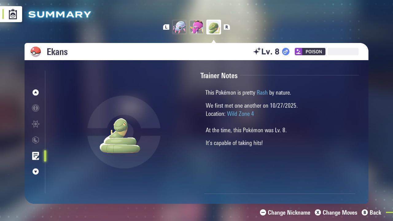 Shiny EKANS Pokémon Legends ZA 6IV Competitive Battle Ready - Pokémon Legends: Z-A digital Pokémon trade image 4