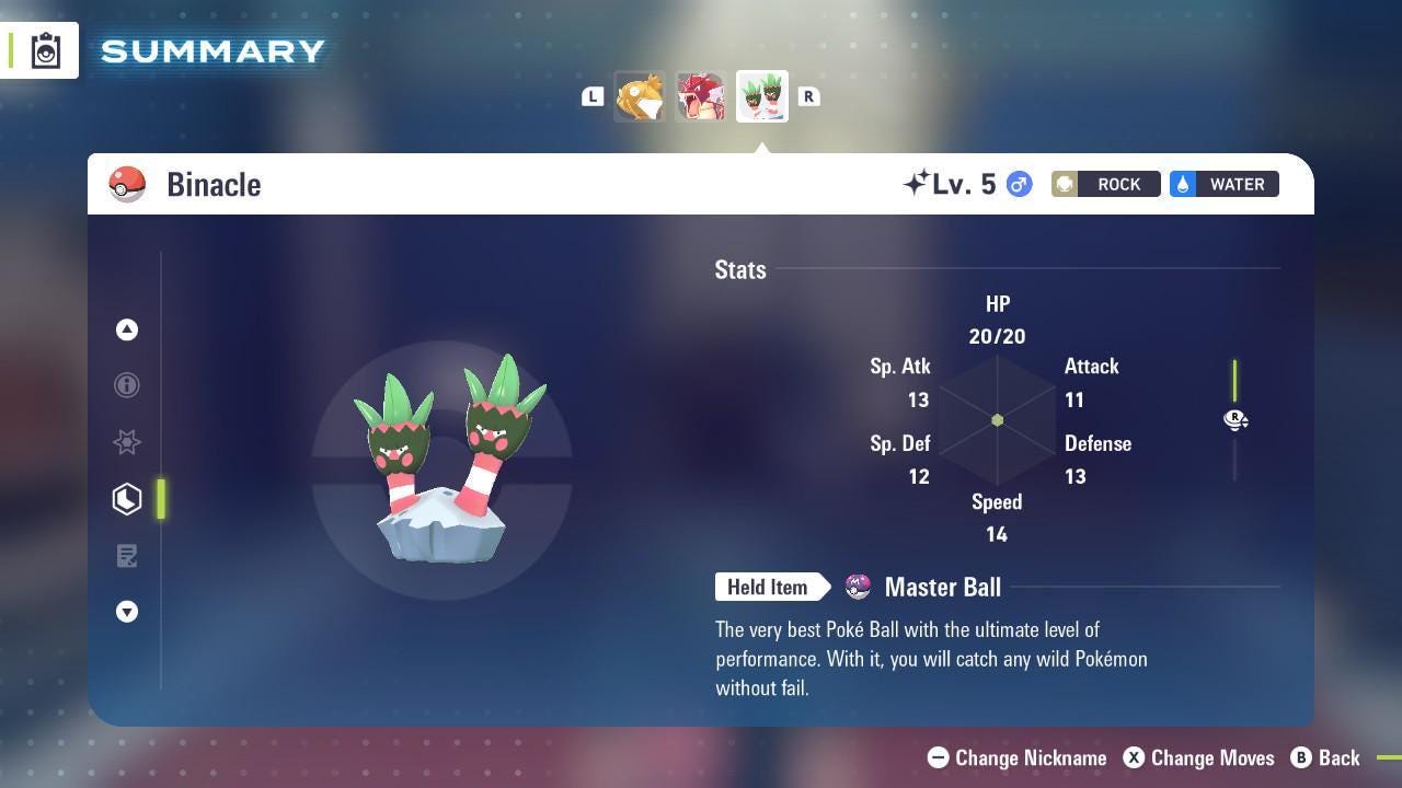 Shiny BINACLE Pokémon Legends ZA 6IV Competitive Battle Ready - Pokémon Legends: Z-A digital Pokémon trade by PokeTradingShop