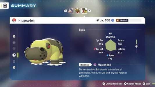 Shiny HIPPOWDON Pokémon Legends ZA 6IV Competitive Battle Ready - Pokémon Legends: Z-A digital Pokémon trade by