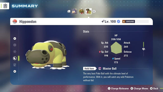 Shiny HIPPOWDON Pokémon Legends ZA 6IV Competitive Battle Ready