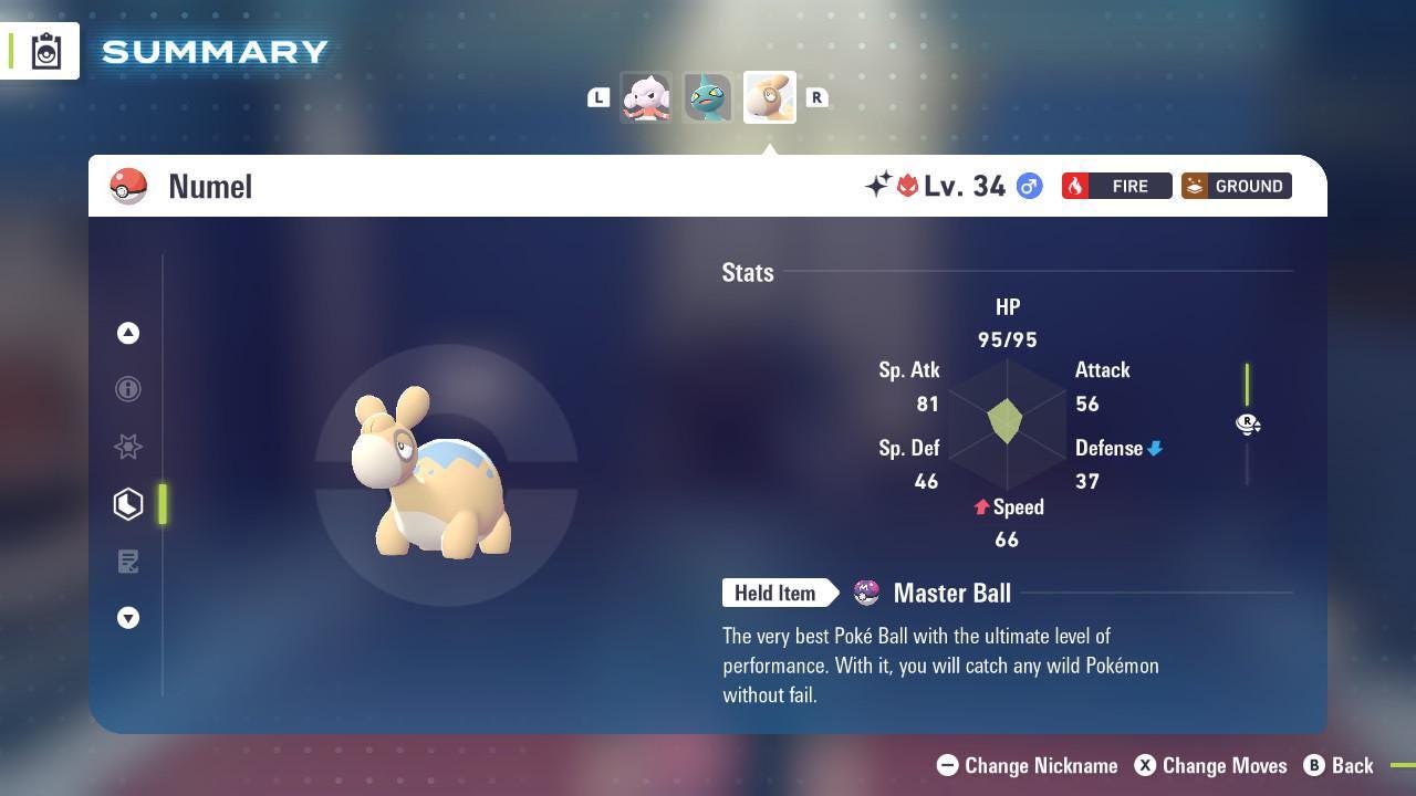 Shiny Alpha Numel Pokémon Legends ZA 6IV Competitive Battle Ready - Pokémon Legends: Z-A digital Pokémon trade by