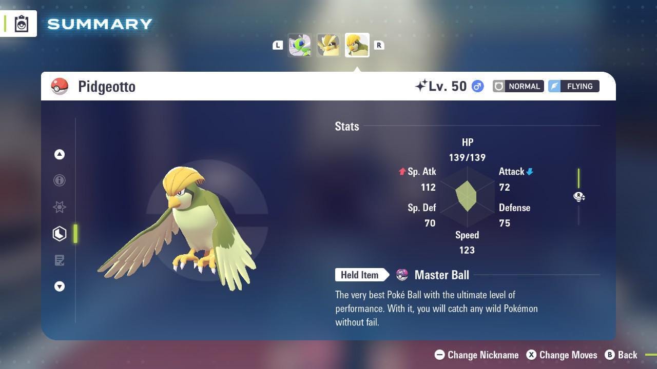 Shiny PIDGEOTTO Pokémon Legends ZA 6IV Competitive Battle Ready - Pokémon Legends: Z-A digital Pokémon trade by