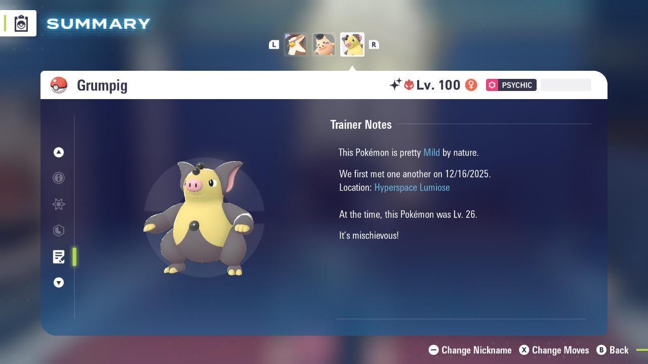 Shiny Alpha Grumpig Pokemon Legends Za Mega Dimension DLC 6IV Competitive Battle - Pokémon Legends: Z-A digital Pokémon trade