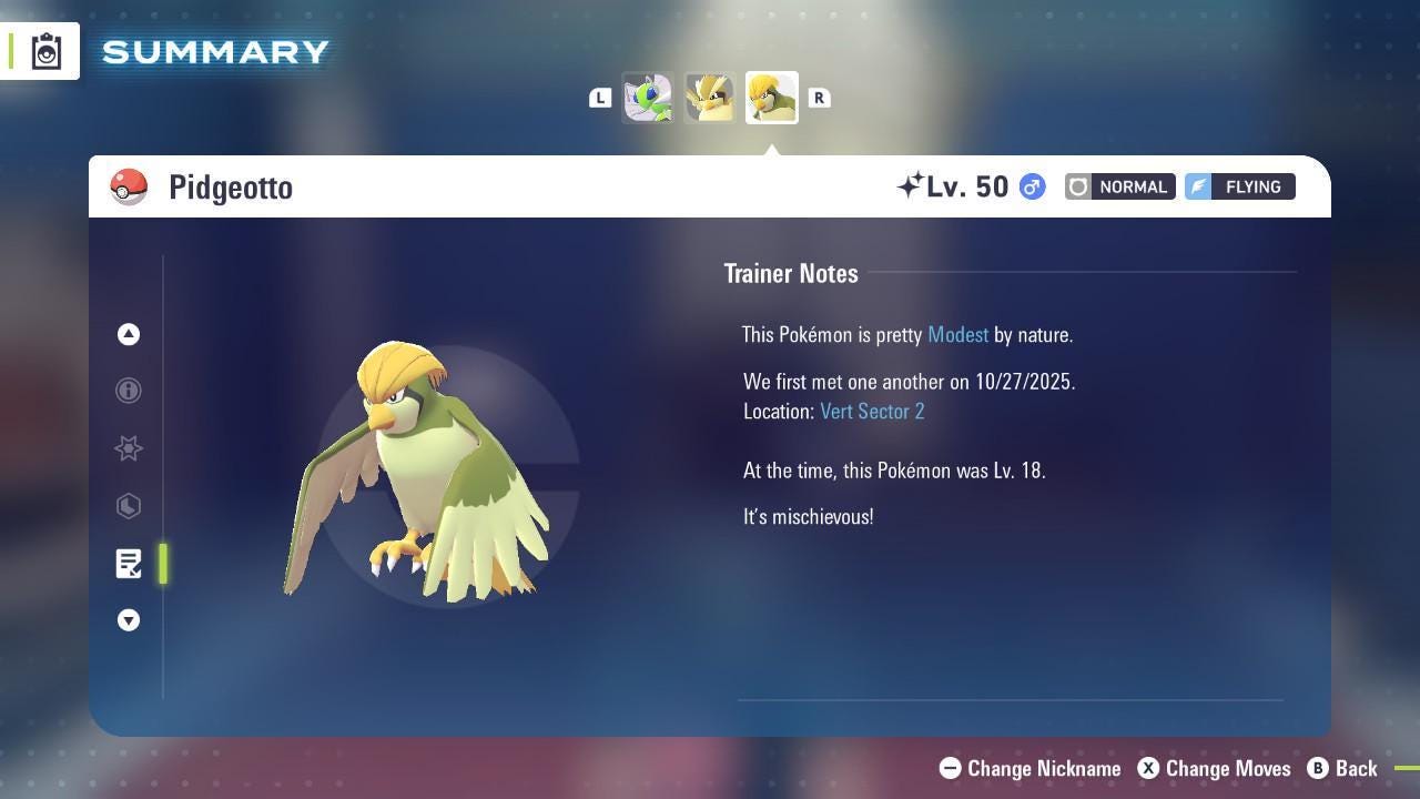 Shiny PIDGEOTTO Pokémon Legends ZA 6IV Competitive Battle Ready - Pokémon Legends: Z-A digital Pokémon trade image 4