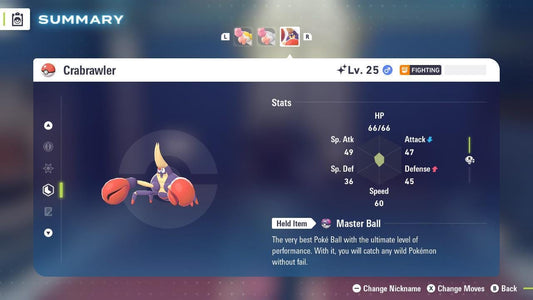 Shiny Crabrawler Pokemon Legends ZA Mega Dimension DLC 6IV Competitive Battle - Pokémon Legends: Z-A digital Pokémon trade by