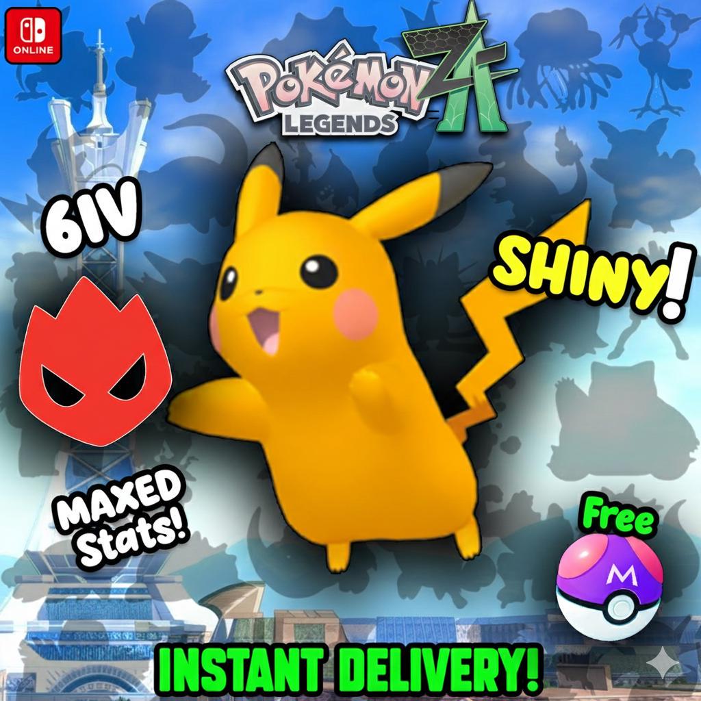 Pokemon Za Lvl 5 Timid SHINY ALPHA 6IV Pikachu Pokémon Legends ZA 6IV Competitive - Pokémon Legends: Z-A digital Pokémon