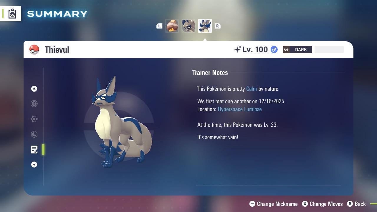 Shiny Thievul Pokemon Legends ZA Mega Dimension DLC 6IV Competitive Battle Ready - Pokémon Legends: Z-A digital Pokémon trade