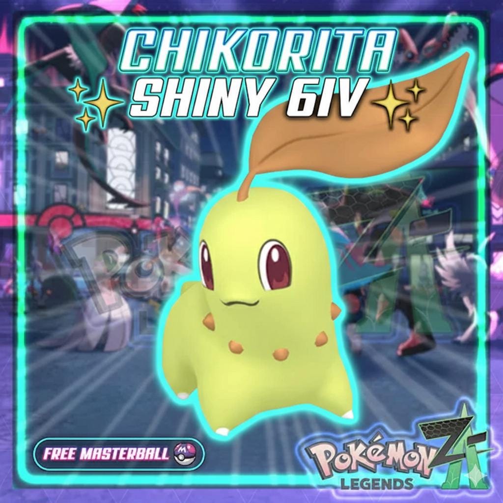 Shiny CHIKORITA Pokémon Legends ZA 6IV Competitive Battle Ready - Pokémon Legends: Z-A digital Pokémon trade by