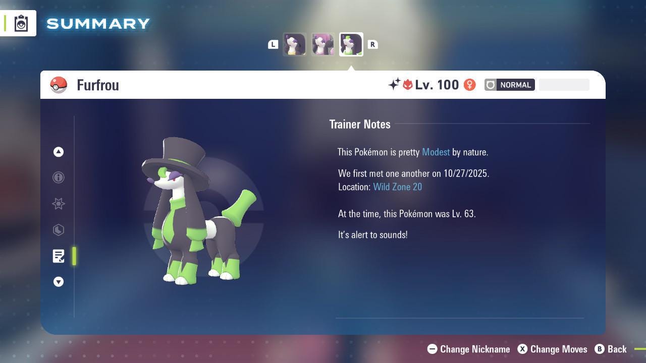 Shiny Alpha Dandy Furfrou Pokémon Legends ZA 6IV Competitive Battle Ready - Pokémon Legends: Z-A digital Pokémon trade image
