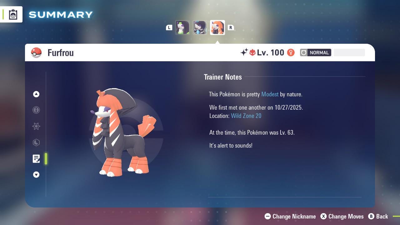 Shiny Alpha Kabuki Furfrou Pokémon Legends ZA 6IV Competitive Battle Ready - Pokémon Legends: Z-A digital Pokémon trade image