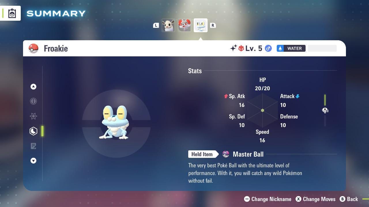 Pokemon Za Lvl 5 Modest SHINY ALPHA 6IV Froakie Pokémon Legends ZA 6IV Competitive - Pokémon Legends: Z-A digital Pokémon