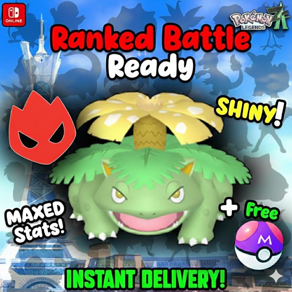 Shiny Alpha Venusaur Pokémon Legends ZA 6IV Competitive Battle Ready - Pokémon Legends: Z-A digital Pokémon trade by
