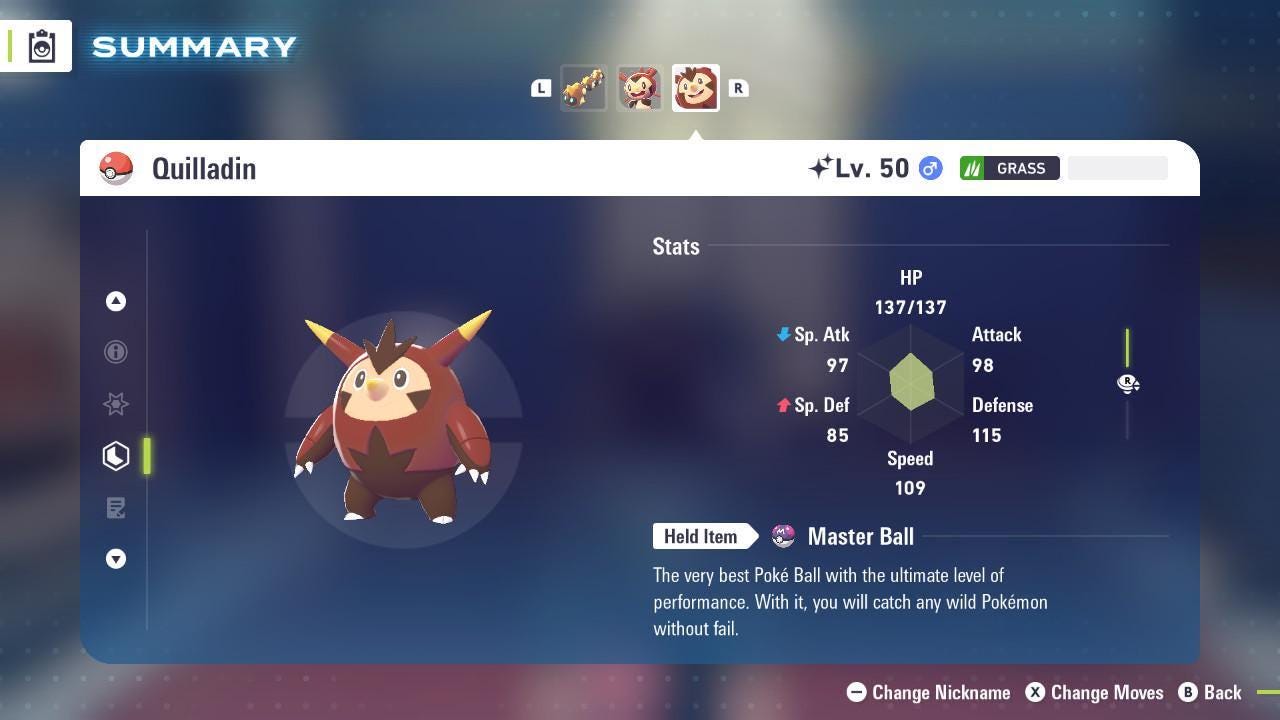 Shiny QUILLADIN Pokémon Legends ZA 6IV Competitive Battle Ready - Pokémon Legends: Z-A digital Pokémon trade by