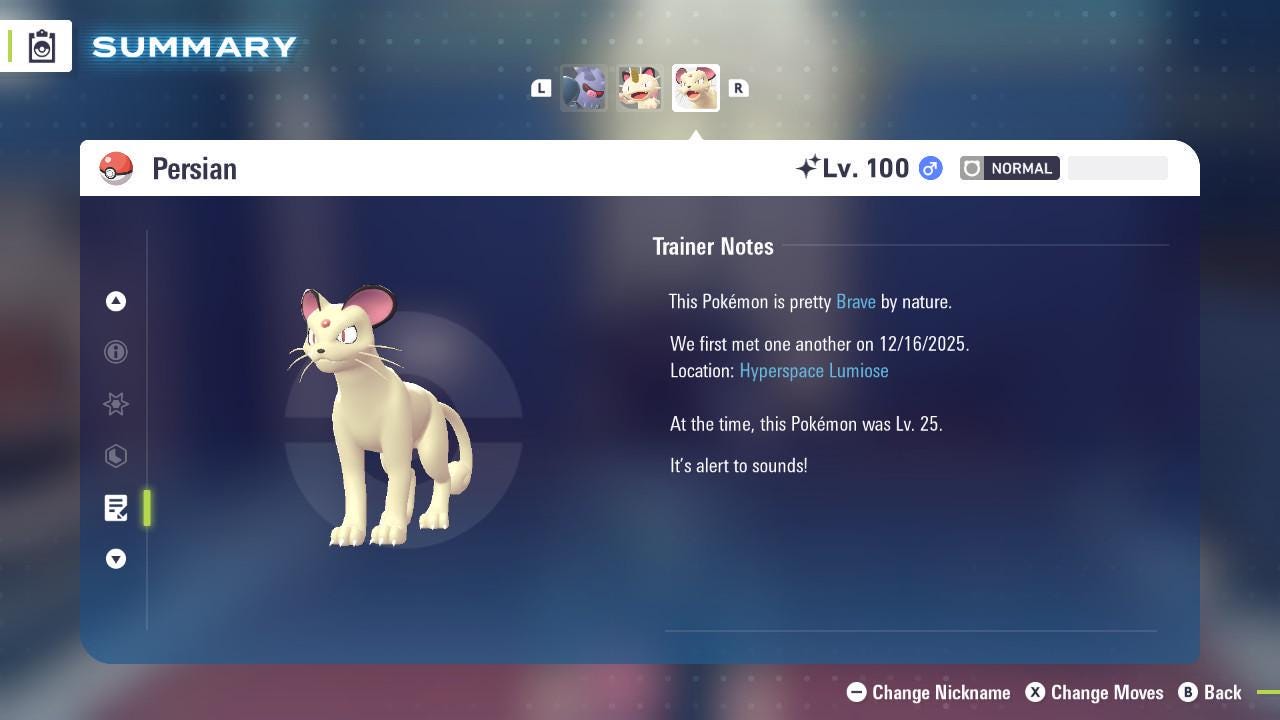 Shiny Persian Pokemon Legends ZA Mega Dimension DLC 6IV Competitive Battle Ready - Pokémon Legends: Z-A digital Pokémon trade