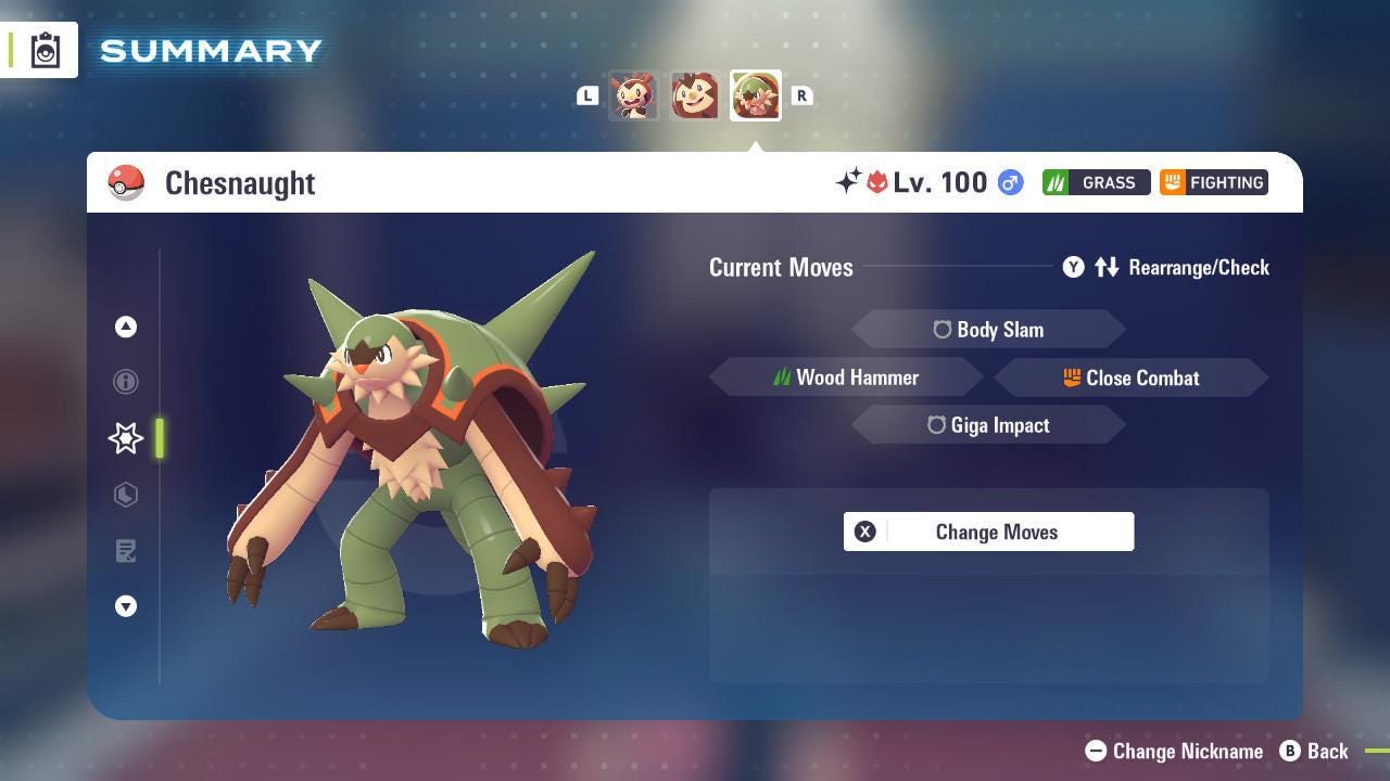 Shiny Alpha Chesnaught Pokémon Legends ZA 6IV Competitive Battle Ready - Pokémon Legends: Z-A digital Pokémon trade image 4