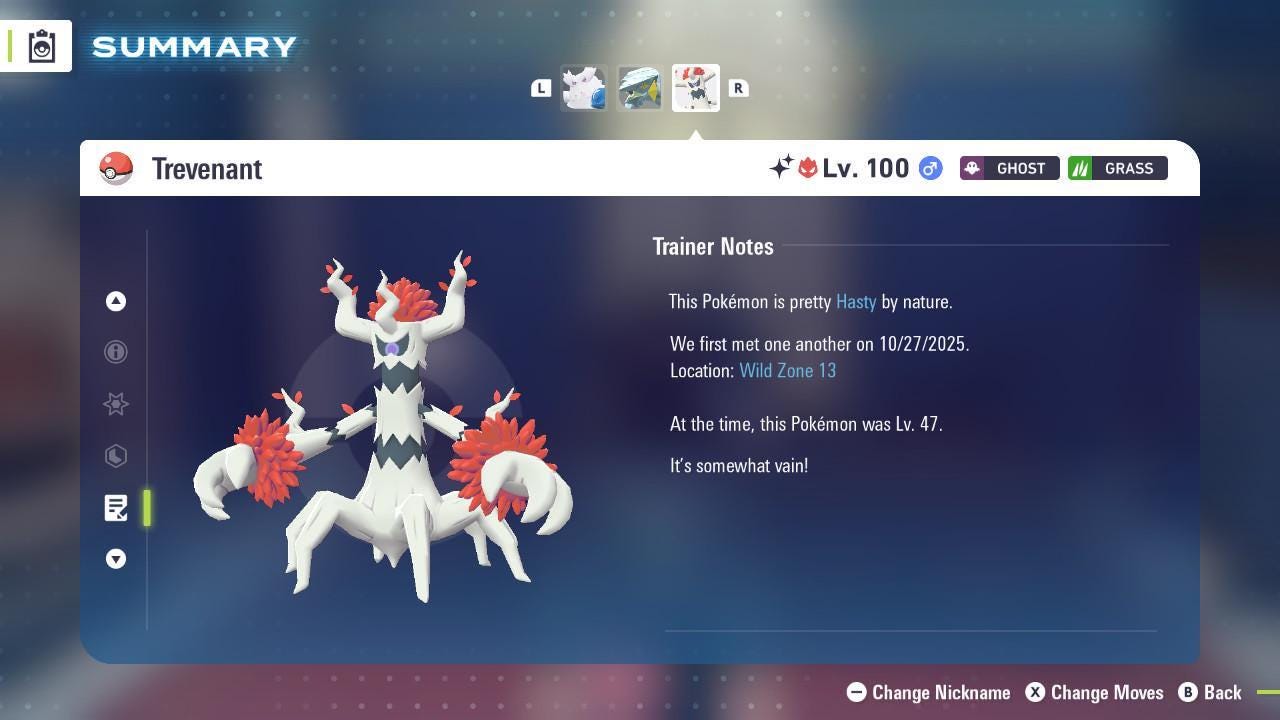 Shiny Alpha Trevenant Pokémon Legends ZA 6IV Competitive Battle Ready - Pokémon Legends: Z-A digital Pokémon trade image 4