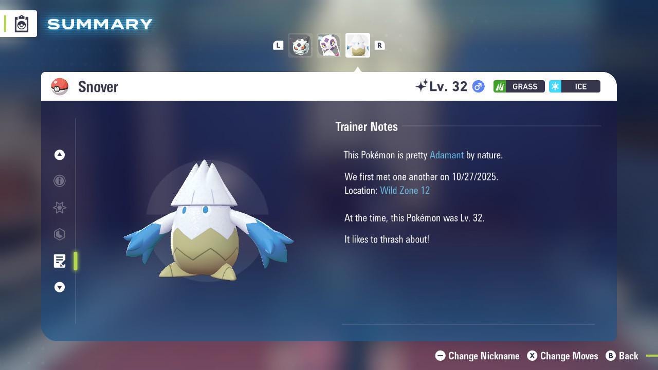 Shiny SNOVER Pokémon Legends ZA 6IV Competitive Battle Ready - Pokémon Legends: Z-A digital Pokémon trade image 4